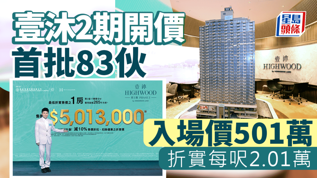 土瓜湾壹沐2期开价 首批83伙 入场价501万 折实每呎2.01万