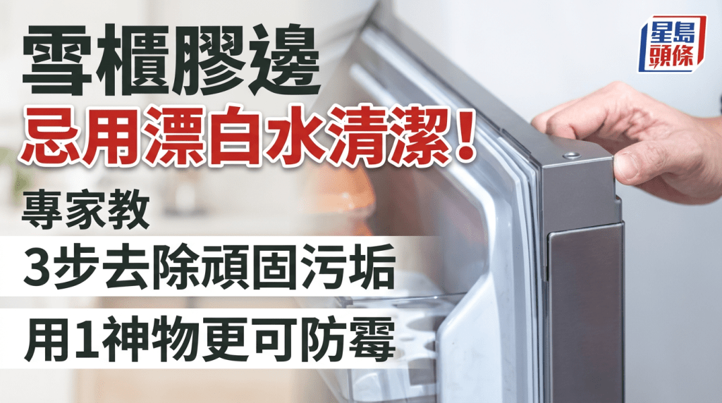 雪櫃膠邊忌用漂白水清潔！專家教3步徹底去除頑固污垢 用1神物更可防霉