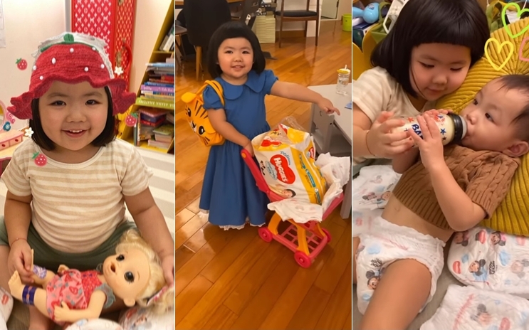 Lucy照顧小朋友有模有樣。