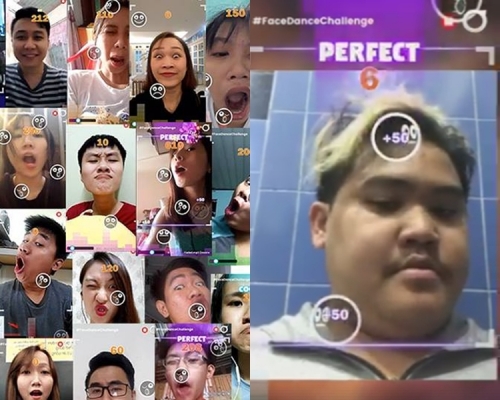 Anucha Sangchart（左）挑戰FaceDance　Challenge。網上圖片