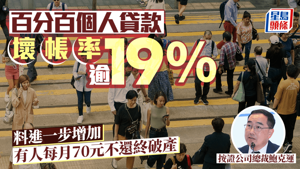 百分百個人貸款壞帳率逾19% 料進一步增加 有人每月70元不還終破產