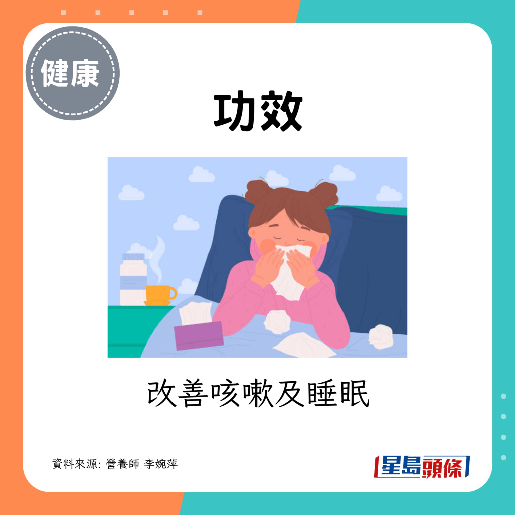 可改善咳嗽及睡眠