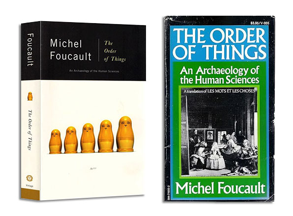 傅柯（Michel Foucault）曾在《词与物》（The Order of Things）指出，《唐吉诃德》的讽刺之处在于，主人公被禁锢在文艺复兴时期的知识框架之中。以傅柯的说法，骑士作品中的符号与现实之间的关系脱钩了，而相似性的原则沦为荒谬而可笑的幻象。图左《词与物》1994年版本，图右1973年版本。