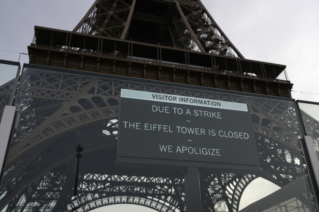 巴黎艾菲尔铁塔员工罢工周三关闭。美联社