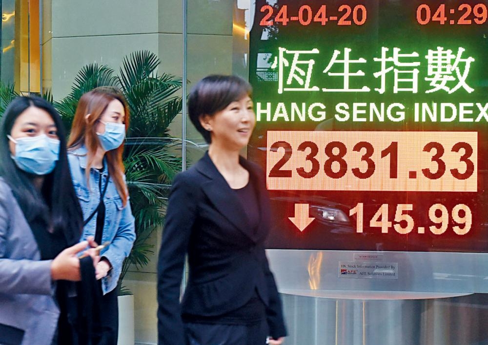 恒指上周五收報23831點，跌145點。