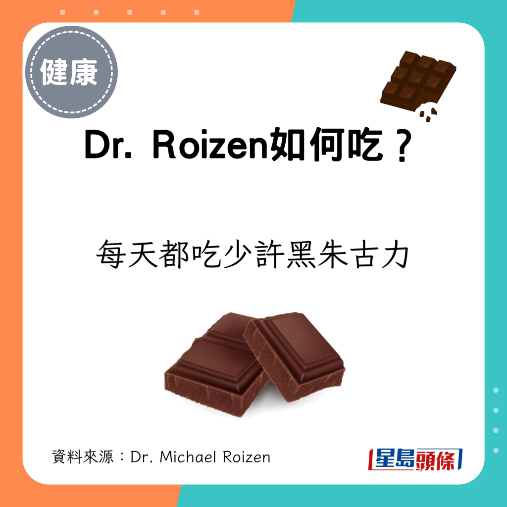 Dr. Roizen每天都会吃少许黑朱古力