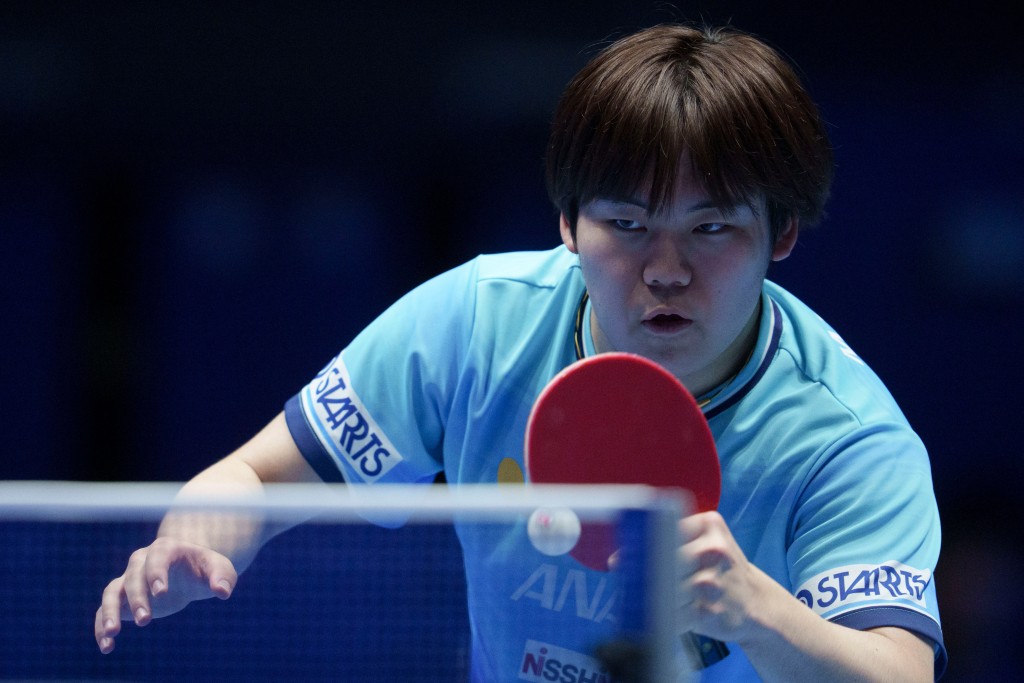 松島輝空稱發揮五六成水準可勝國乒。AP 松島輝空稱發揮五六成水準可勝國乒。AP