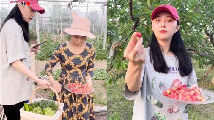 范冰冰推介「除焦慮」Tee，做乖乖女陪阿媽摘有機蔬果。