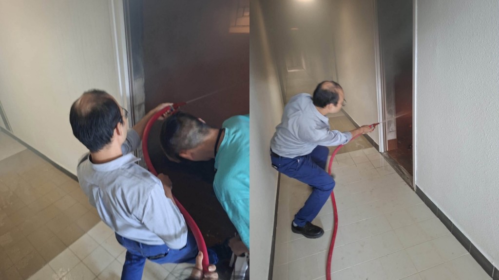 上水彩石邨垃圾房起火幸無人傷 屋邨經理保安助救火 街坊大讚有功架