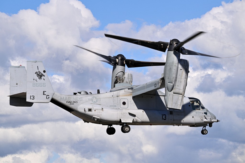 美國在加勒比海部署V-22魚鷹式傾轉旋翼機。法新社