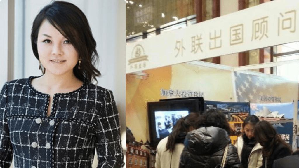 消息指上海最大的中美移民中介公司「外聯出國」董事長何梅被捕。