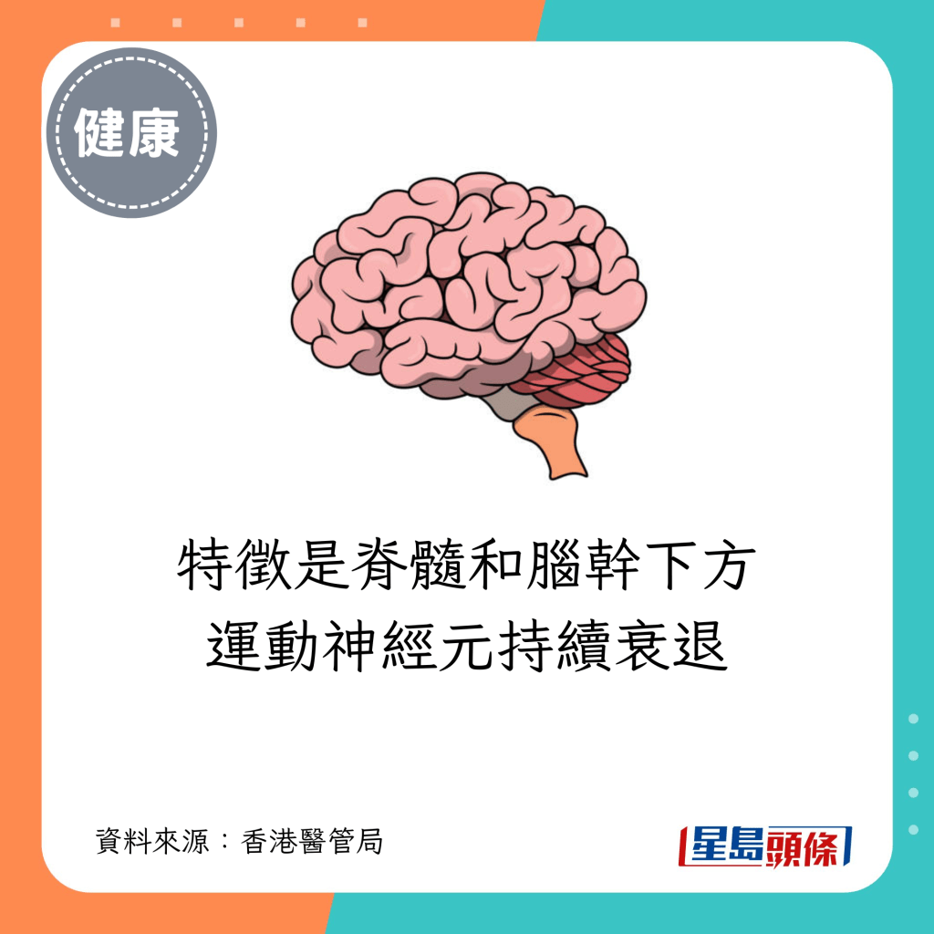 特徵是脊髓和腦幹下方運動神經元持續衰退