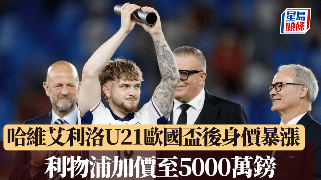 哈維艾利洛U21歐國盃後身價暴漲，利物浦加價至5000萬鎊。路透社