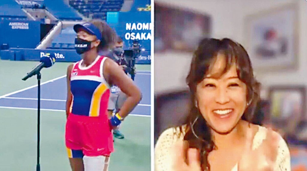 大坂直美賽後與母親視像通話信號欠佳，後者需用emoji輔助。