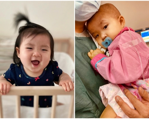 19個月大的女嬰梓瑤患上罕見的第4期神經母細胞瘤。「We are family 梓瑤」FB圖片