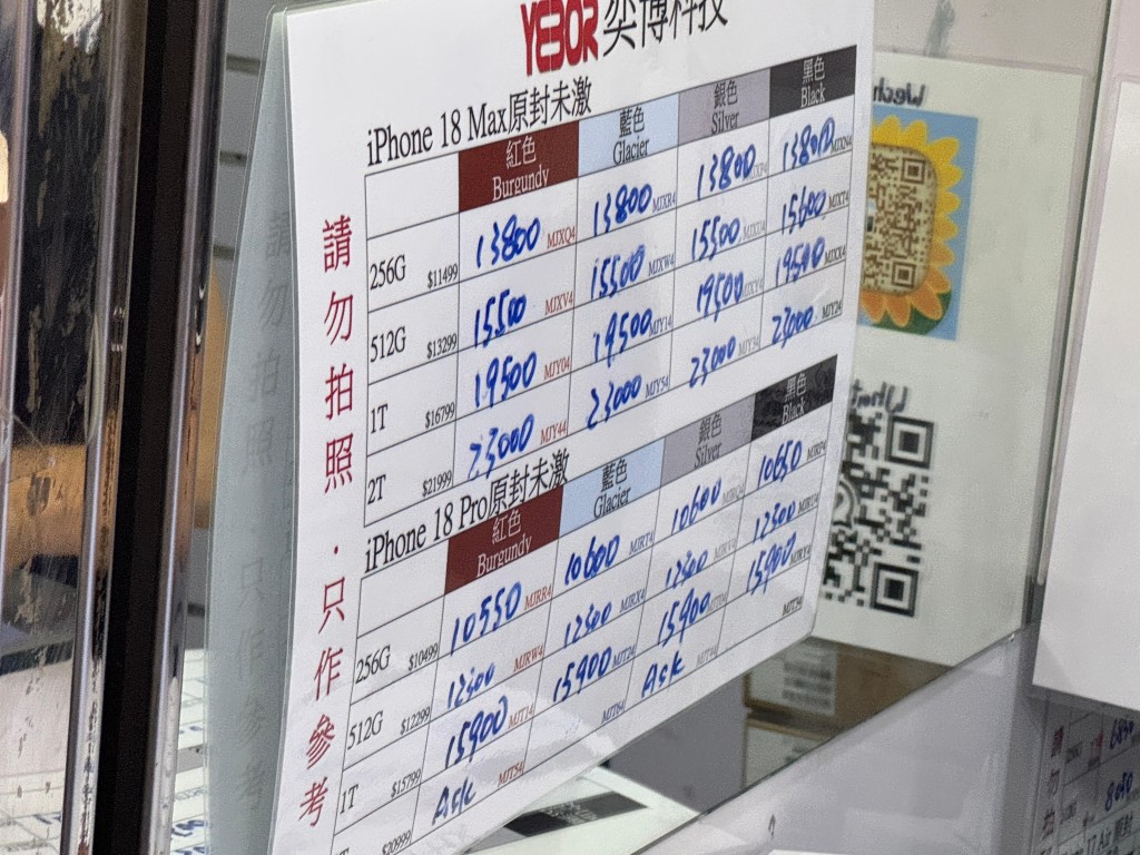 據現場價單,當時原價16799元的iPhone 18 Pro Max 1TB,炒價高見19500元,換言之每部機淨賺2700元。 據現場價單,當時原價16799元的iPhone 18 Pro Max 1TB,炒價高見19500元,換言之每部機淨賺2700元。