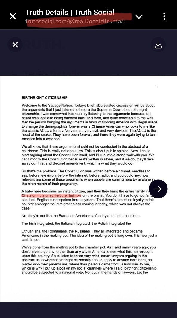 特朗普转发文章指印度是「鬼地方」。