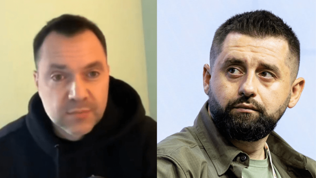 澤連斯基前顧問阿列斯托維奇（Oleksii Arestovych，左）和烏克蘭議會領袖阿拉卡米亞（David Arakhamia）先後表示戰爭本可在去年3月結束。 Telegram/路透社