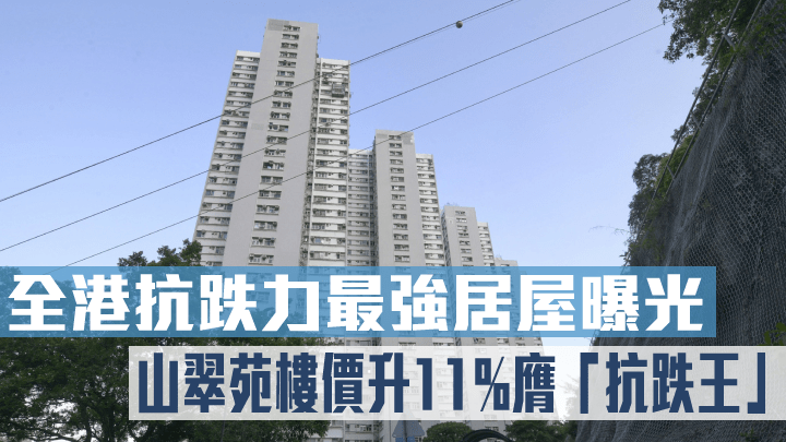 山翠苑樓價按年升11%膺「抗跌王」。