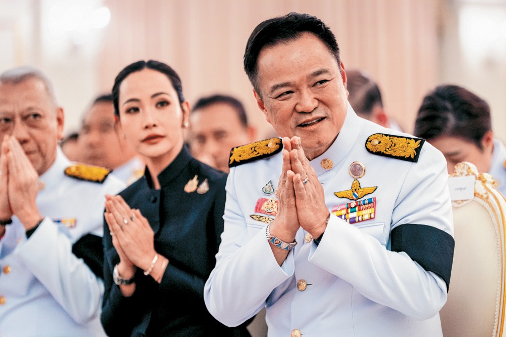 泰國總理阿努廷昨日在曼谷總理府出席活動。