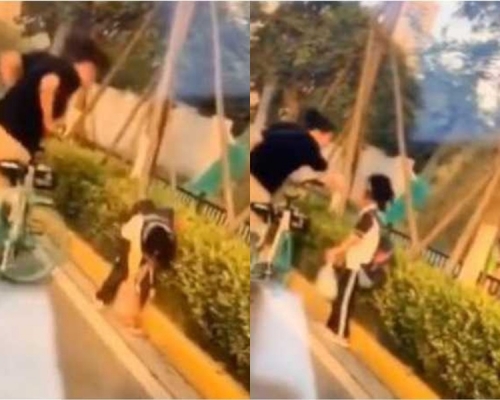 媽媽怒摑女兒。影片截圖