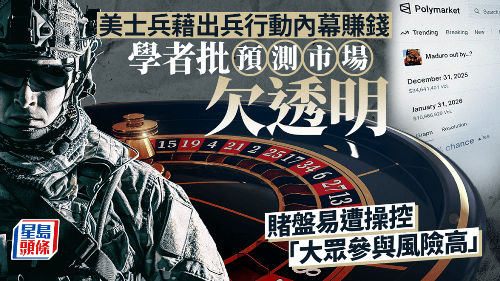 美士兵藉出兵行动内幕赚钱 学者批预测市场欠透明 赌盘易遭操控 「大众参与风险高」