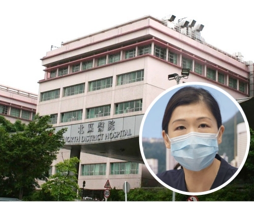 北區醫院一名護士未戴好面罩抽樣本。資料圖片