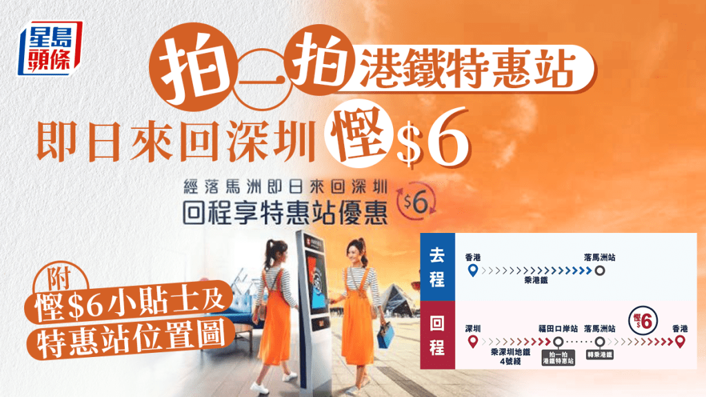 搭港铁过关悭$6攻略，即日来回深圳咁做即悭。