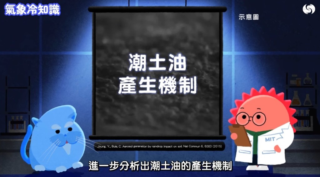 香港天文台《氣象冷知識》「汪汪夢裏聞:下雨的味道」截圖。 香港天文台《氣象冷知識》「汪汪夢裏聞:下雨的味道」截圖。