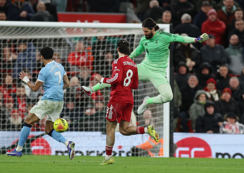 利物浦門將艾利臣比加。路透社