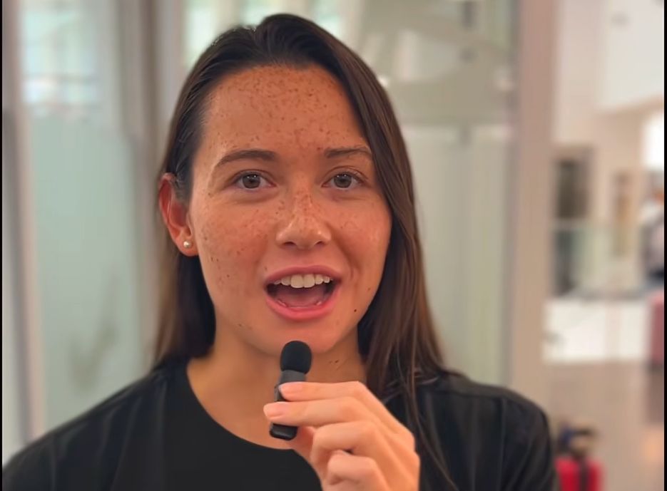 Siobhan在挪威接受訪問時開心談到洛杉磯奧運。訪問截圖