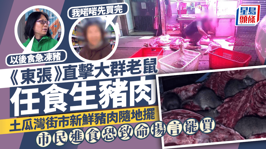 東張西望丨直擊土瓜灣街市大群老鼠任食生豬肉  新鮮豬肉隨地擺  市民進食恐致命揚言罷買