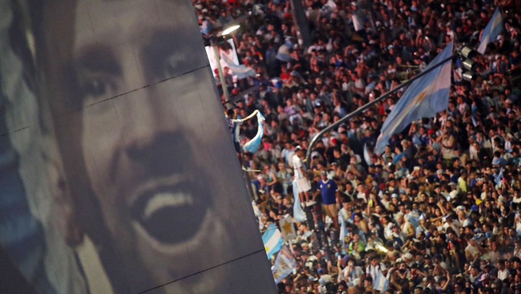 阿根廷舉國歡騰，慶祝三奪世界盃。REUTERS
