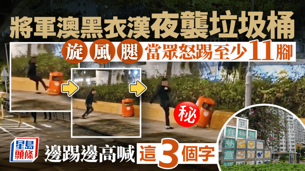 將軍澳黑衣漢離奇夜襲垃圾桶 當眾怒踢至少11腳 邊踢邊喊這3個字