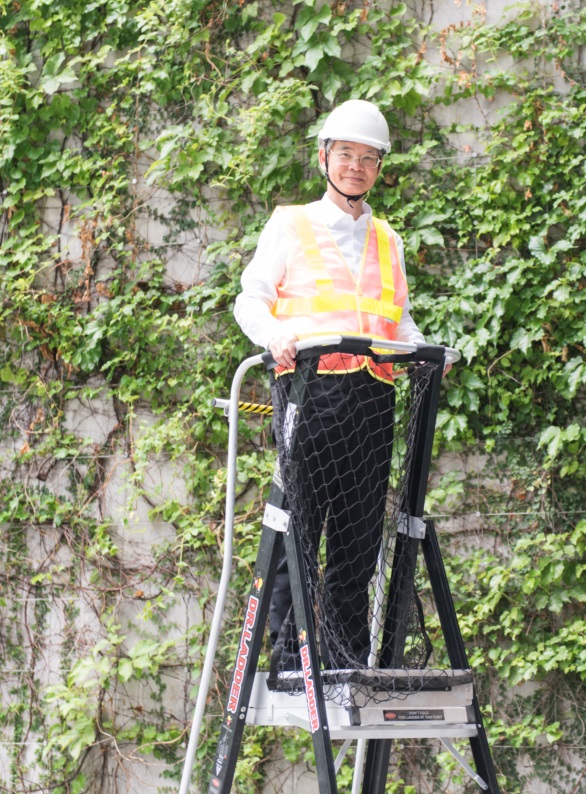 羅致光呼籲工人使用輕便工作台代替梯子。網圖