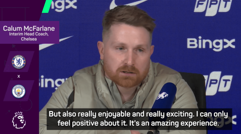 麦法兰出席对曼城的赛前记者会。影片截图 麦法兰出席对曼城的赛前记者会。影片截图