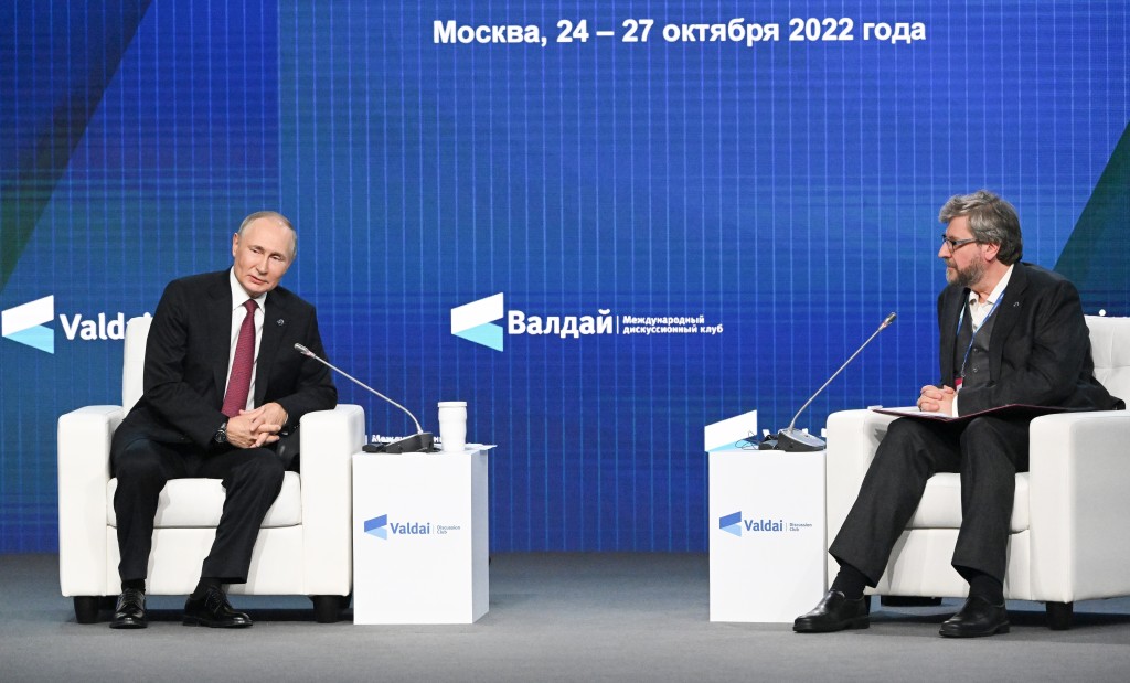 普京在莫斯科出席每年一度的瓦爾代外交政策論壇。AP