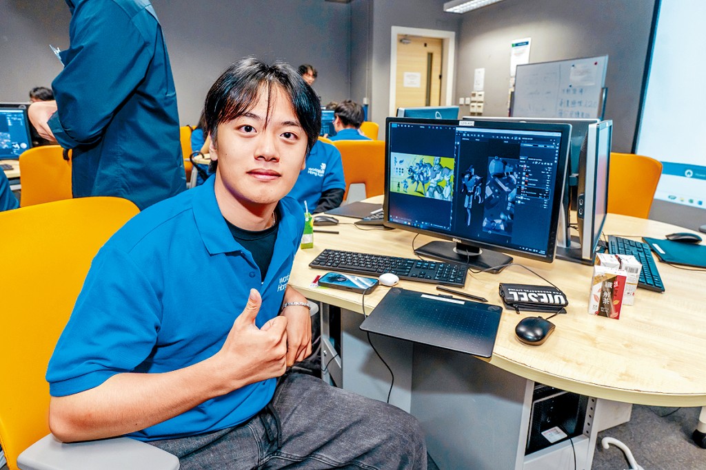 HKIIT遊戲及動畫高級文憑畢業生郭陽洋為「2026年上海世界技能大賽」的「3D遊戲技藝」項目香港代表選手。
