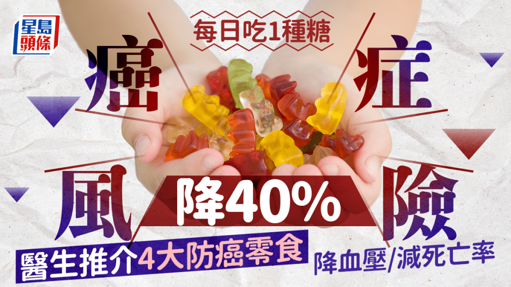 每日吃1種糖患癌風險降40% 醫生推介4大防癌零食 降血壓/減死亡率