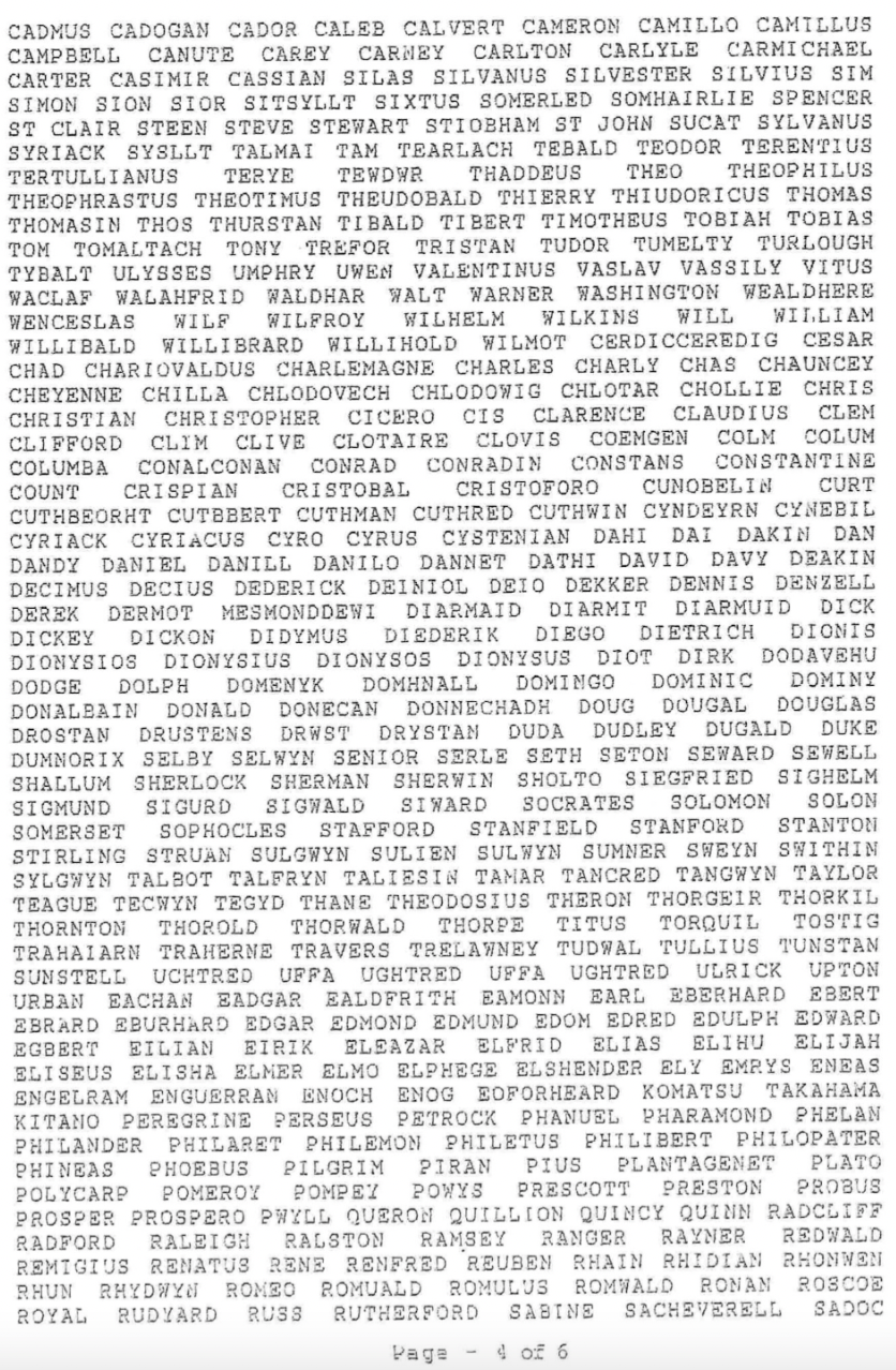 沃特金斯的完整姓名如今在出生证明上长达七页,旧版护照更需额外六页才能印完。 沃特金斯的完整姓名如今在出生证明上长达七页,旧版护照更需额外六页才能印完。