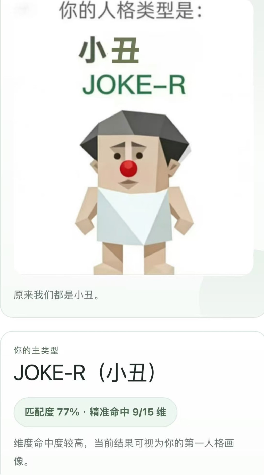 完成SBTI人格测试，就会出现一张代表性格的图案。