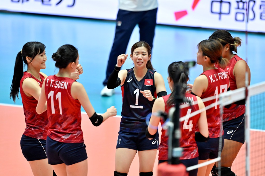 香港女排取得今届亚运会首胜。刘骏轩摄