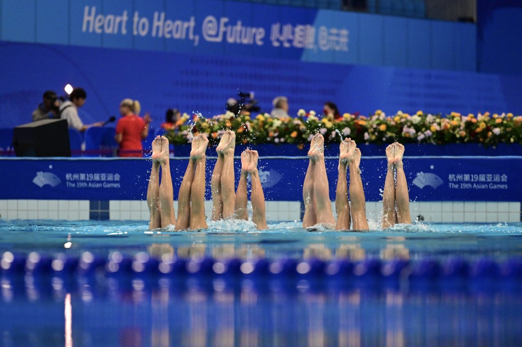 杭州亞運，香港花樣游泳隊。 (陳極彰攝)