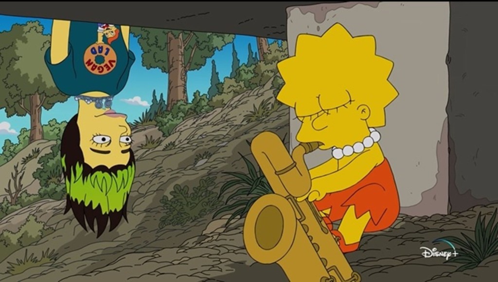 Billie以倒吊姿態找尋正在吹色士風的莉莎,十分搞笑。