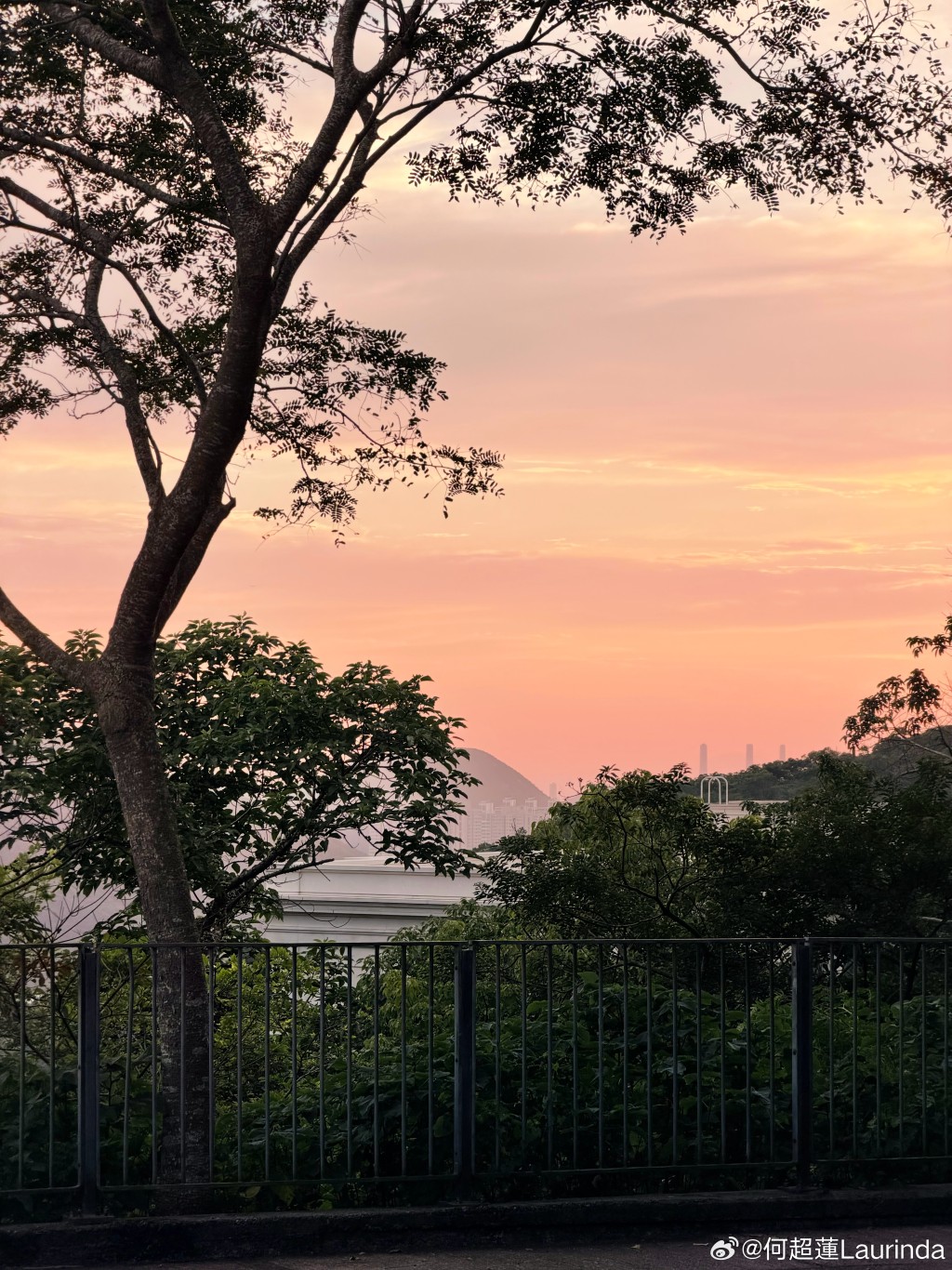 從何超蓮的豪宅遠眺，日落時分景色如畫。