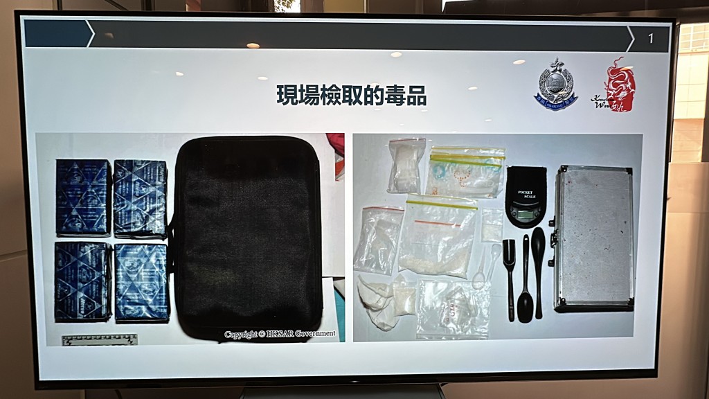 警員在場檢獲一批市值約184萬元懷疑毒品。劉漢權攝