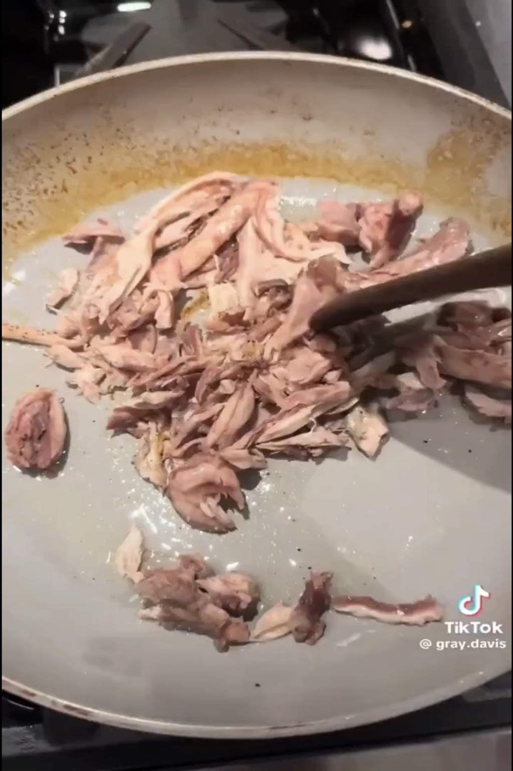 鬣蜥肉用平底锅煎至外层酥脆。  TikTok@gray.davis