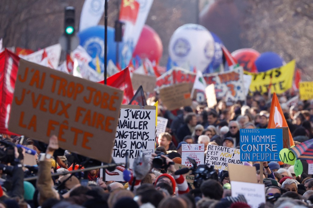 法国工会发起的第三轮全国罢工，超过75万人参与。REUTERS