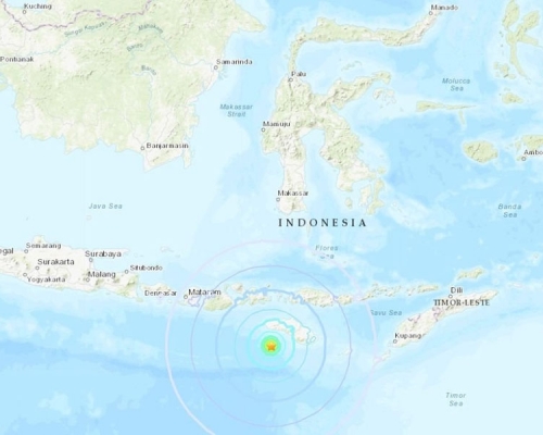 印尼松巴岛地区发生6.1级地震。(网图)