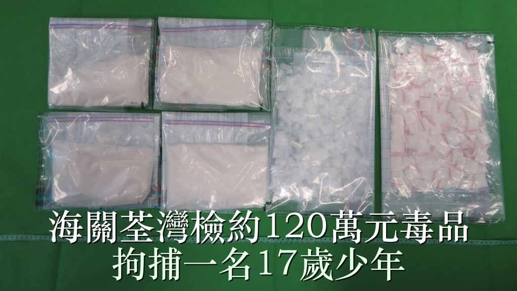 海關檢獲的懷疑毒品。政府新聞處圖片